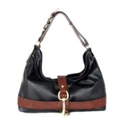 Melie Bianco W8-240 Black Belted Hobo Bag With Clasp